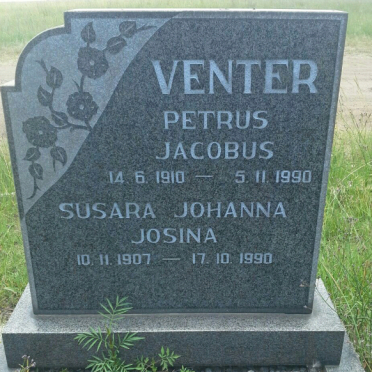 VENTER Petrus Jacobus 1910-1990 &amp; Susara Johanna Josina 1907-1990