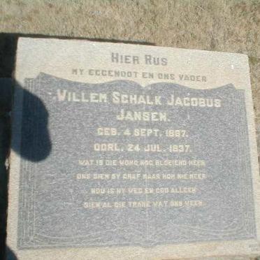 JANSEN Willem Schalk Jacobus 1887-1937