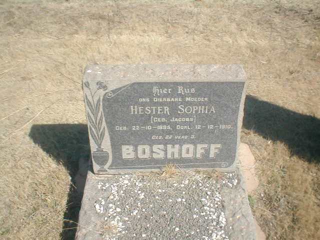 BOSHOFF Hester Sophia nee JACOBS 1885-1910