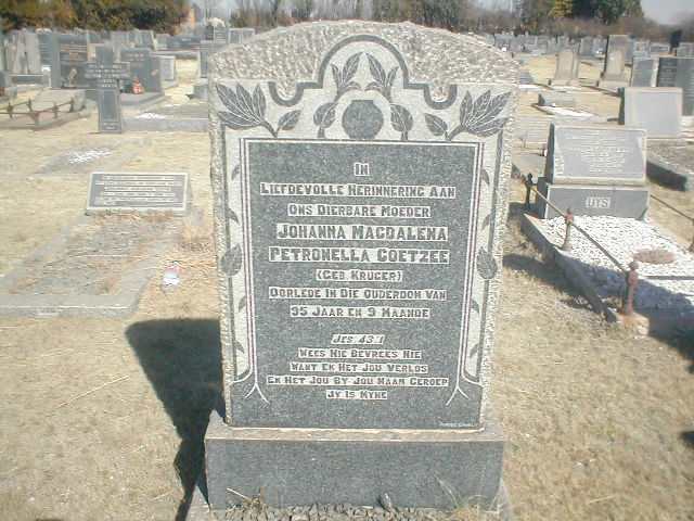 COETZEE  Johanna Magdalena Petronella nee KRUGER