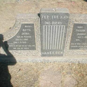 EEDEN Frederik Jacobus, van 1886- &amp; Aletta Jacoba DU PLESSIS 1867-1950