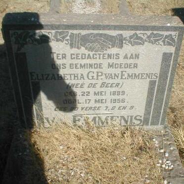 EMMENIS Elizabeth G.P., van, nee DE BEER 1889-1956