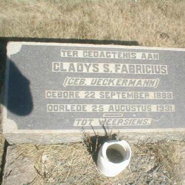 FABRICIUS Gladys S. nee UECKERMANN 1888-1931