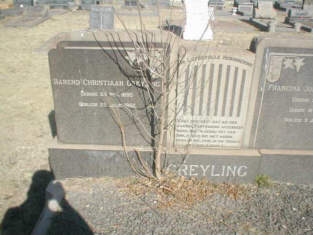 GREYLING Barend Christiaan 1890-1952