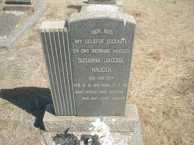 KRUGER Susanna Jacoba geb. COETZER 1919-1960