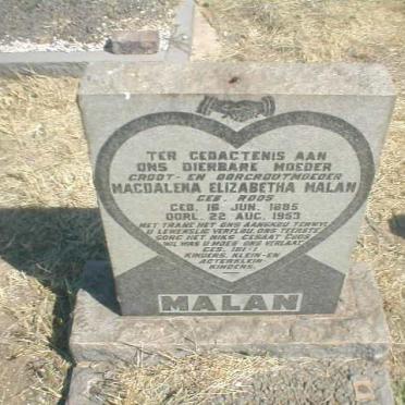 MALAN Magdalena Elizabeth nee ROOS 1885-1953