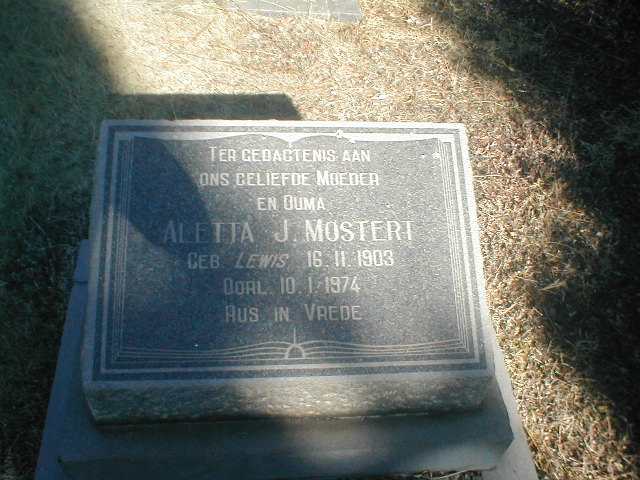 MOSTERT Aletta J. geb. LEWIS 1903-1974