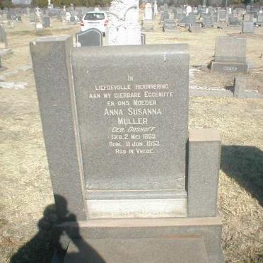MULLER Anna Susanna nee BOSHOFF 1889-1953