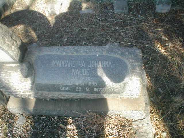 NAUDE Margaretha Johanna nee SPIES 1895-1972