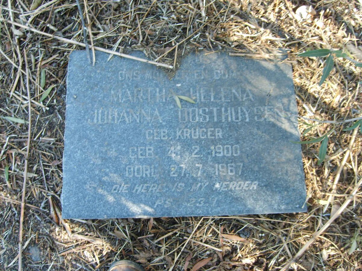 OOSTHUYSEN Martha Helena Johanna nee KRUGER 1900-1967