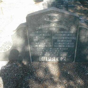 PREEZ Josef Albertus, du 1893-1951 &amp; Johannes Elizabeth GUNTER 1899-1893