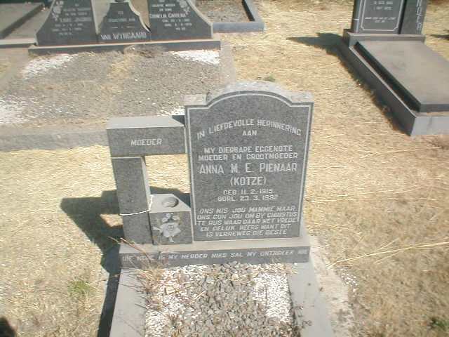 PIENAAR Anna M.E., voorheen KOTZE, 1915-1992