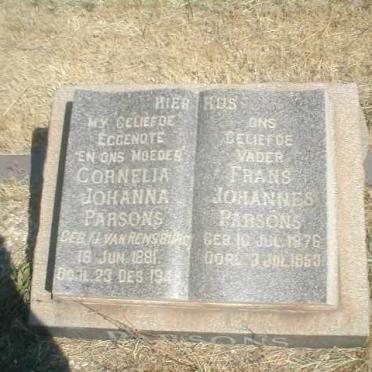 PARSONS Frans Johannes 1876-1953 &amp; Cornelia Johanna J. VAN RENSBURG 1881-19