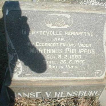 RENSBURG Marthinus Philippus, Janse van 1883-1956