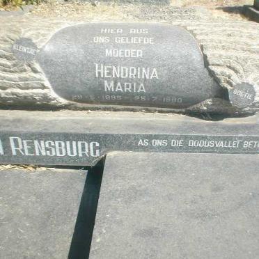 RENSBURG Hendrina Maria, Janse van 1895-1980