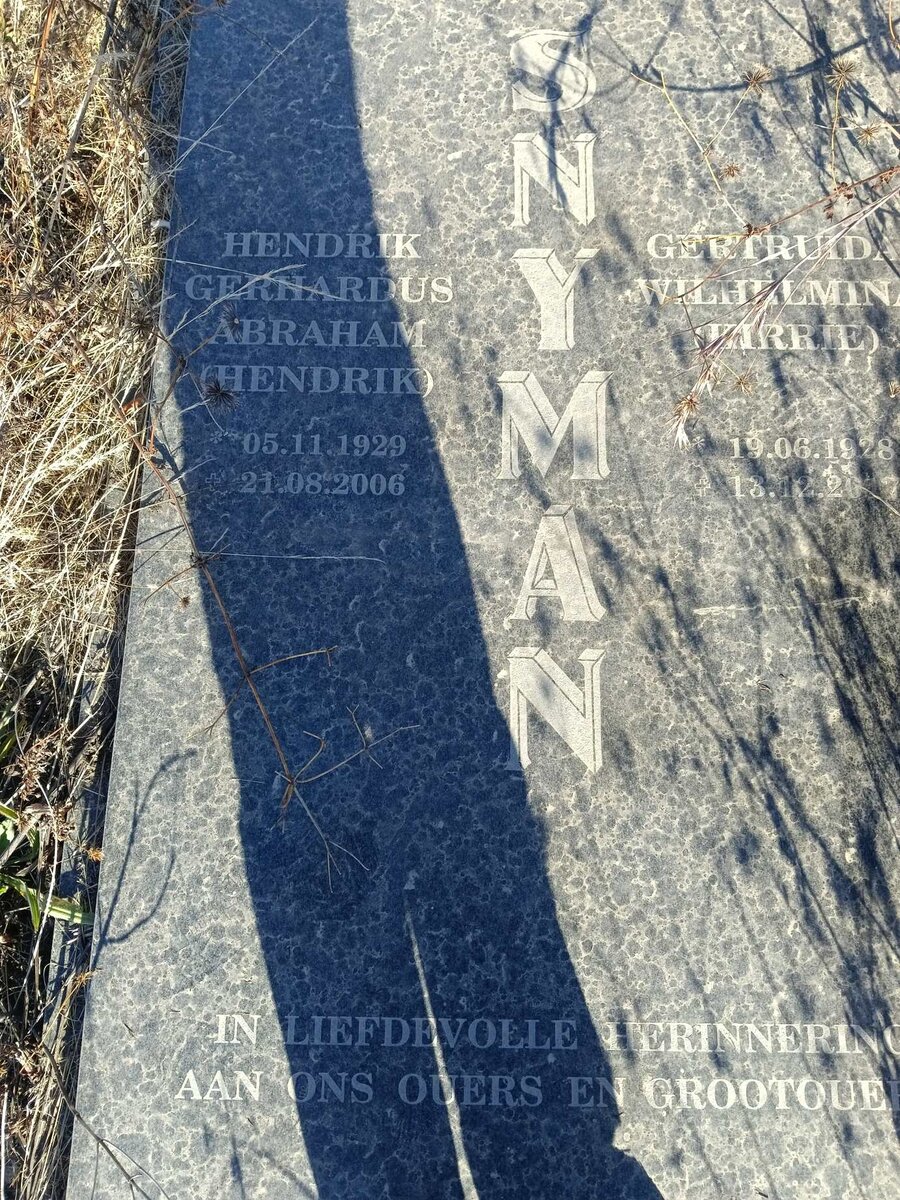 SNYMAN Hendrik Gerhardus Abraham 1929-2006 & Gertruida Wilhelmina 1928-2017_1