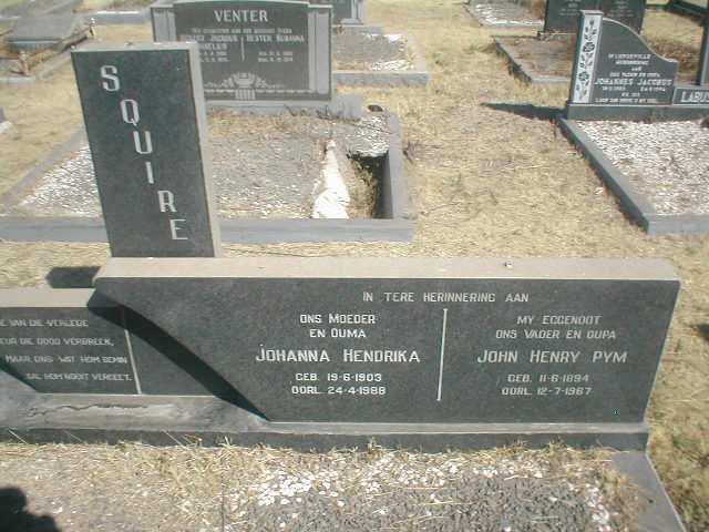SQUIRE John Henry Pym 1894-1967 &amp; Johanna Hendrika 1903-1988