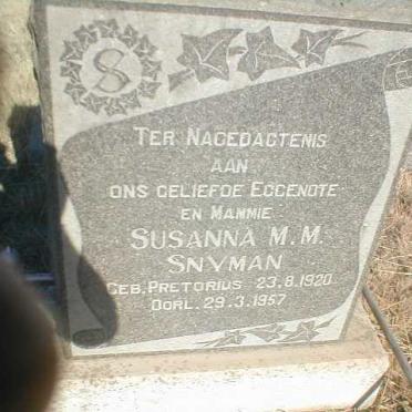SNYMAN Susanna M.M. geb. PRETORIUS 1920-1957
