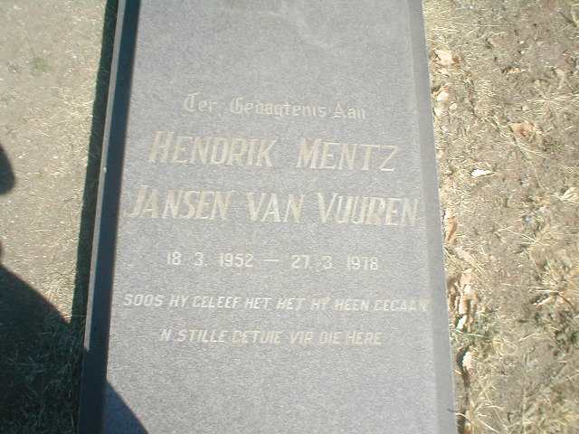 VUUREN Hendrik Mentz, Jansen van 1952-1978