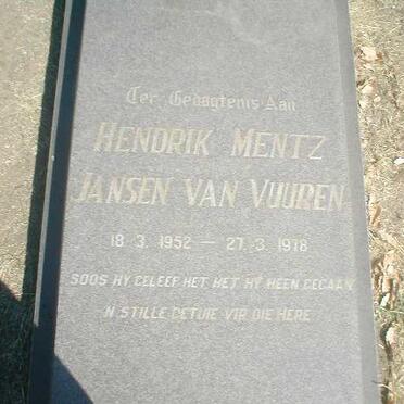 VUUREN Hendrik Mentz, Jansen van 1952-1978