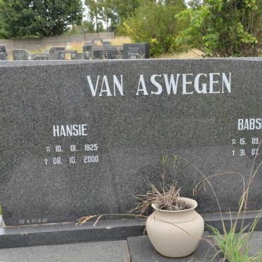ASWEGEN Hansie, van 1925-2000 &amp; Babsie 1933-1996