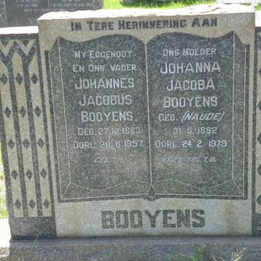 BOOYENS Johannes Jacobus 1883-1957 &amp; Johanna Jacoba NAUDE 1892-1979