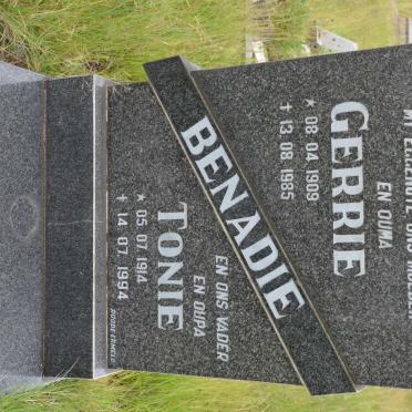 BENADIE Tonie 1914-1994 &amp; Gerrie 1909-1985