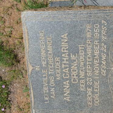 CRONJE Anna Catherina nee NIEUWOUDT 1878-1950