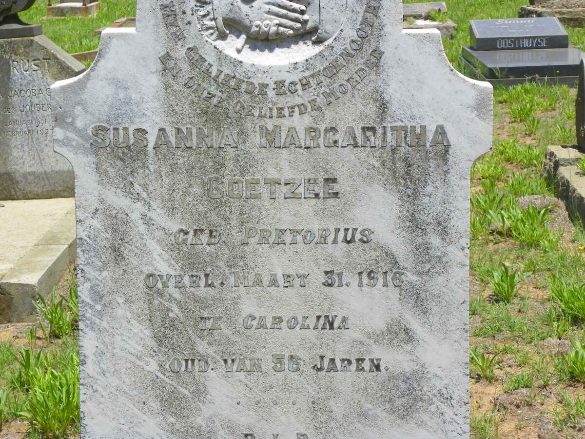 COETZEE Susanna Margaritha nee PRETORIUS -1916
