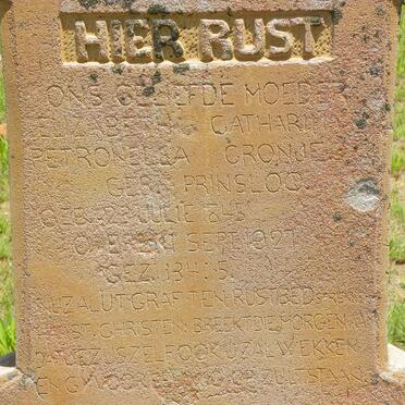 CRONJE Elizabeth Catharina Petronella nee PRINSLOO 1845-1927