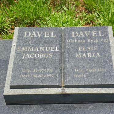 DAVEL Emmanuel Jacobus 1932-1999 &amp; Elsie Maria BECKING 1934-