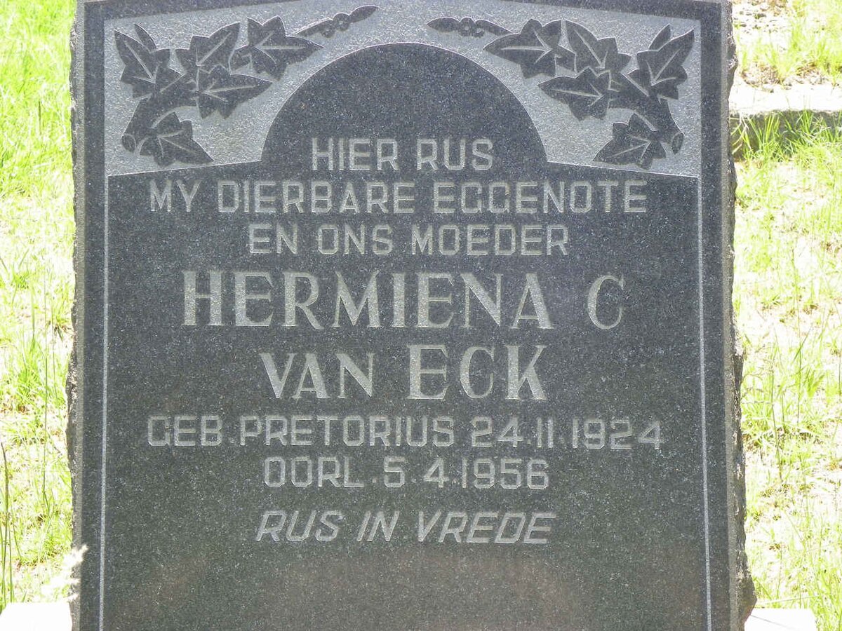 ECK Hermiena C., van nee PRETORIUS 1924-1956