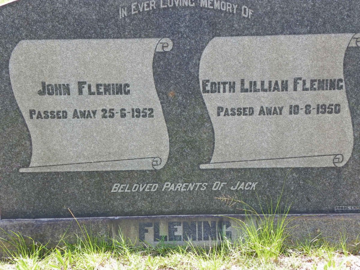 FLEMING John -1952 &amp; Edith Lillian -1950