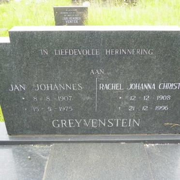 GREYVENSTEIN Jan Johannes 1907-1975 &amp; Rachel Johanna Christina 1908-1996