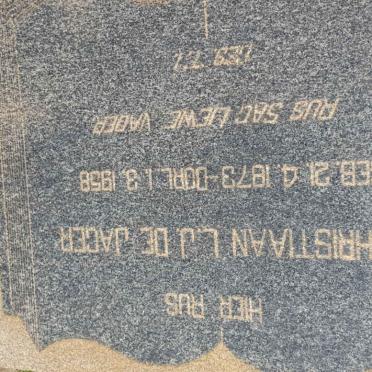 JAGER Christiaan L.J., de 1873-1958