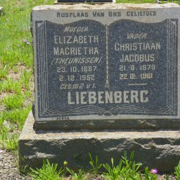 LIEBENBERG Christiaan Jacobus 1879-1961 &amp; Elizabeth Magrietha THEUNISSEN 1887-1952