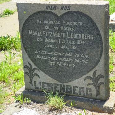 LIEBENBERG Maria Elizabeth nee MARAIS 1874-1951