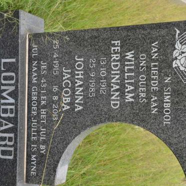 LOMBARD William Ferdinand 1912-1985 &amp; Johanna Jacoba 1915-2013