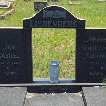 LIEBENBERG Jan Gabriël 1892-1980 &amp; Johanna Magdalena Susanna 1895-1983