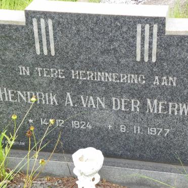 MERWE Hendrik A., van der 1924-1977