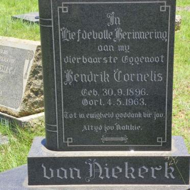 NIEKERK Hendrik Cornelis, van 1896-1963