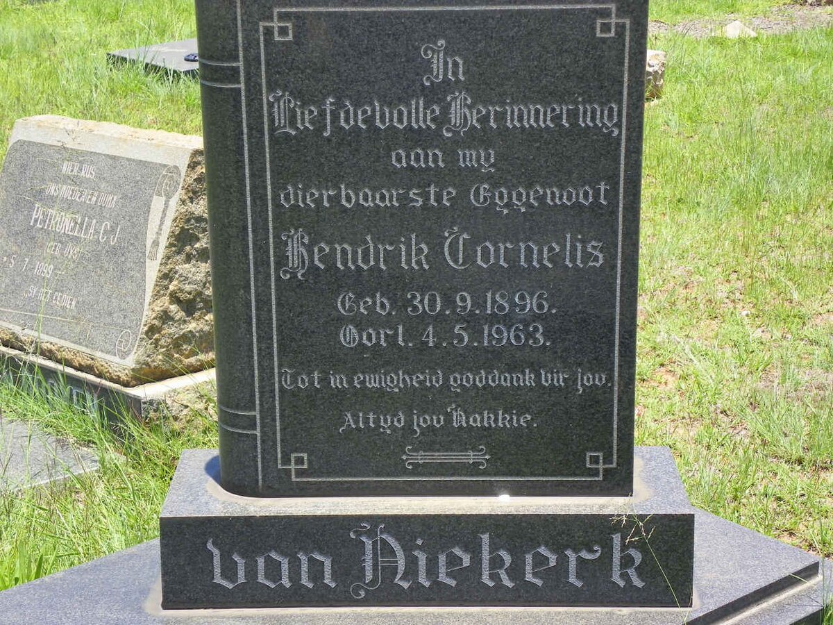 NIEKERK Hendrik Cornelis, van 1896-1963
