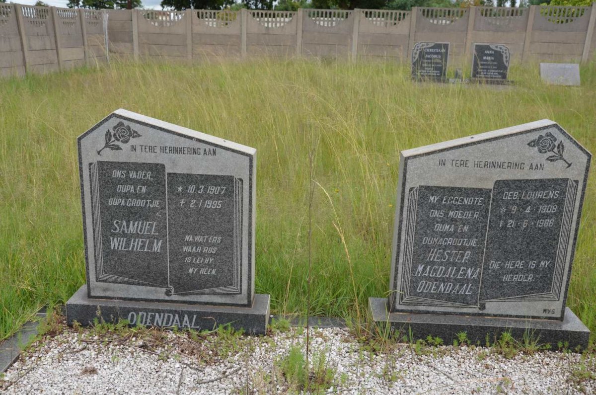 ODENDAAL Samuel Wilhelm 1907-1995 &amp; Hester Magdalena 1909-1988
