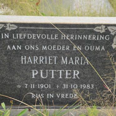 PUTTER Harriet Maria 1901-1983