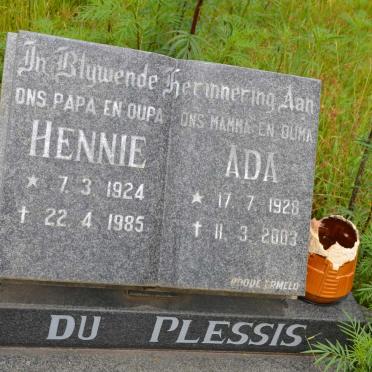 PLESSIS Hennie, du 1924-1985 &amp; Ada 1928-2003
