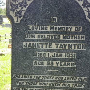 TAYNTON Thomas -1928 &amp; Janette -1931