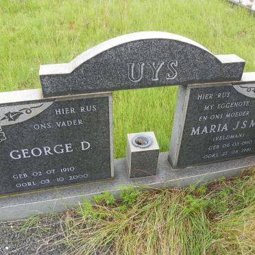 UYS George D. 1910-2000 &amp; Maria J.S.M. VELDMAN 1910-1981