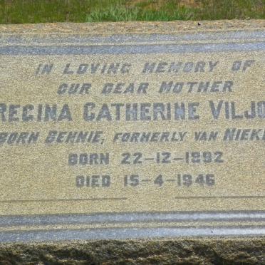 VILJOEN Regina Catherine formerly VAN NIEKERK nee BENNIE 1892-1946