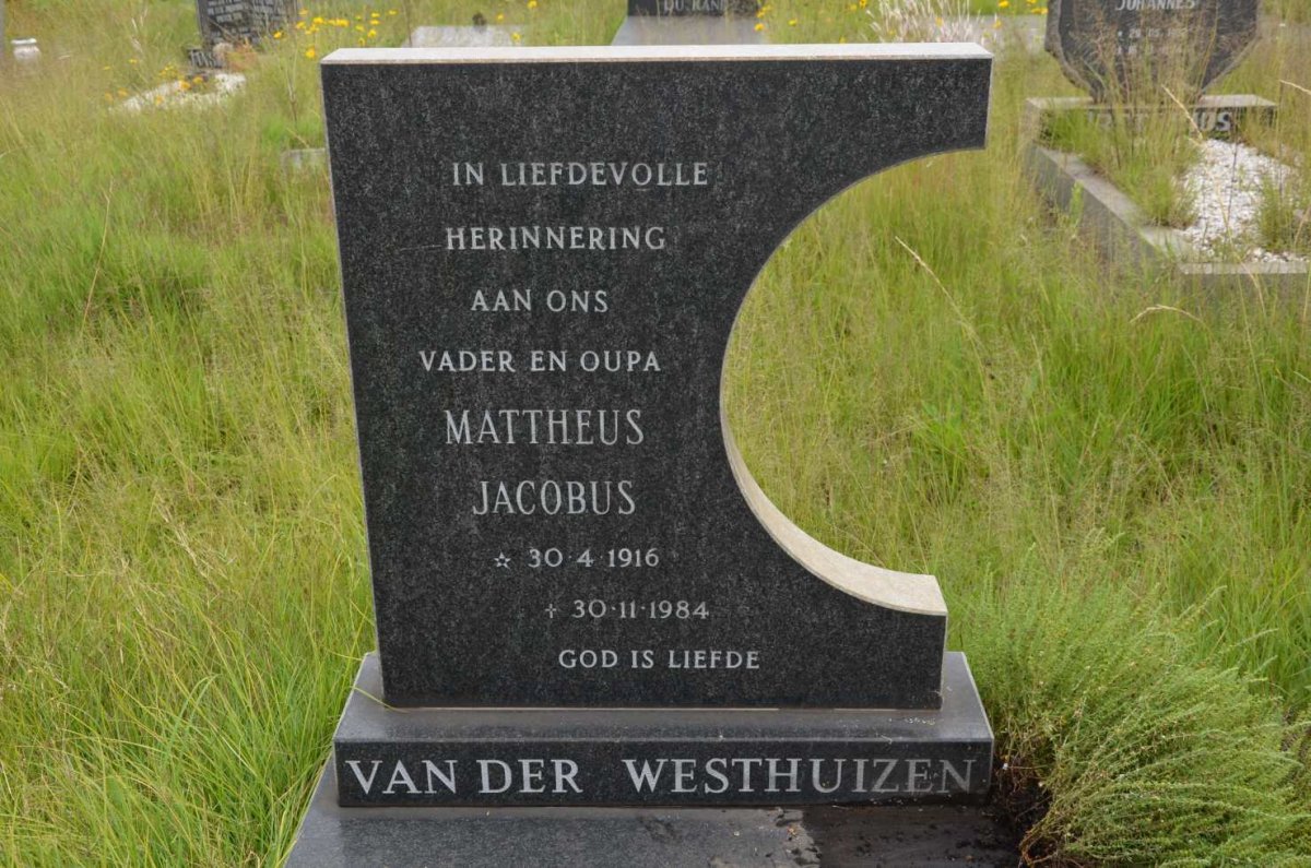 WESTHUIZEN Mattheus Jacobus, van der 1916-1984