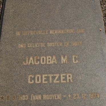 COETZER Jacoba M.C. nee VAN ROOYEN 1903-1974